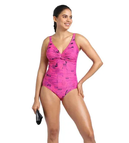 Speedo Women's Endurance 10 Brigitte Printed One Piece Swimwear - Black & Wineberry