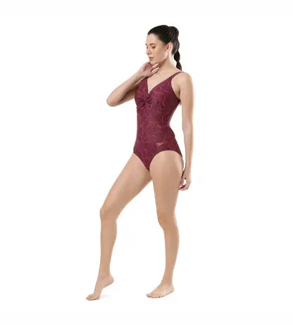 Speedo Women's Endurance 10 Brigitte Printed One Piece Swimwear - Black & Wineberry