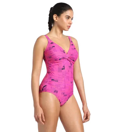 Speedo Women's Endurance 10 Brigitte Printed One Piece Swimwear - Black & Wineberry