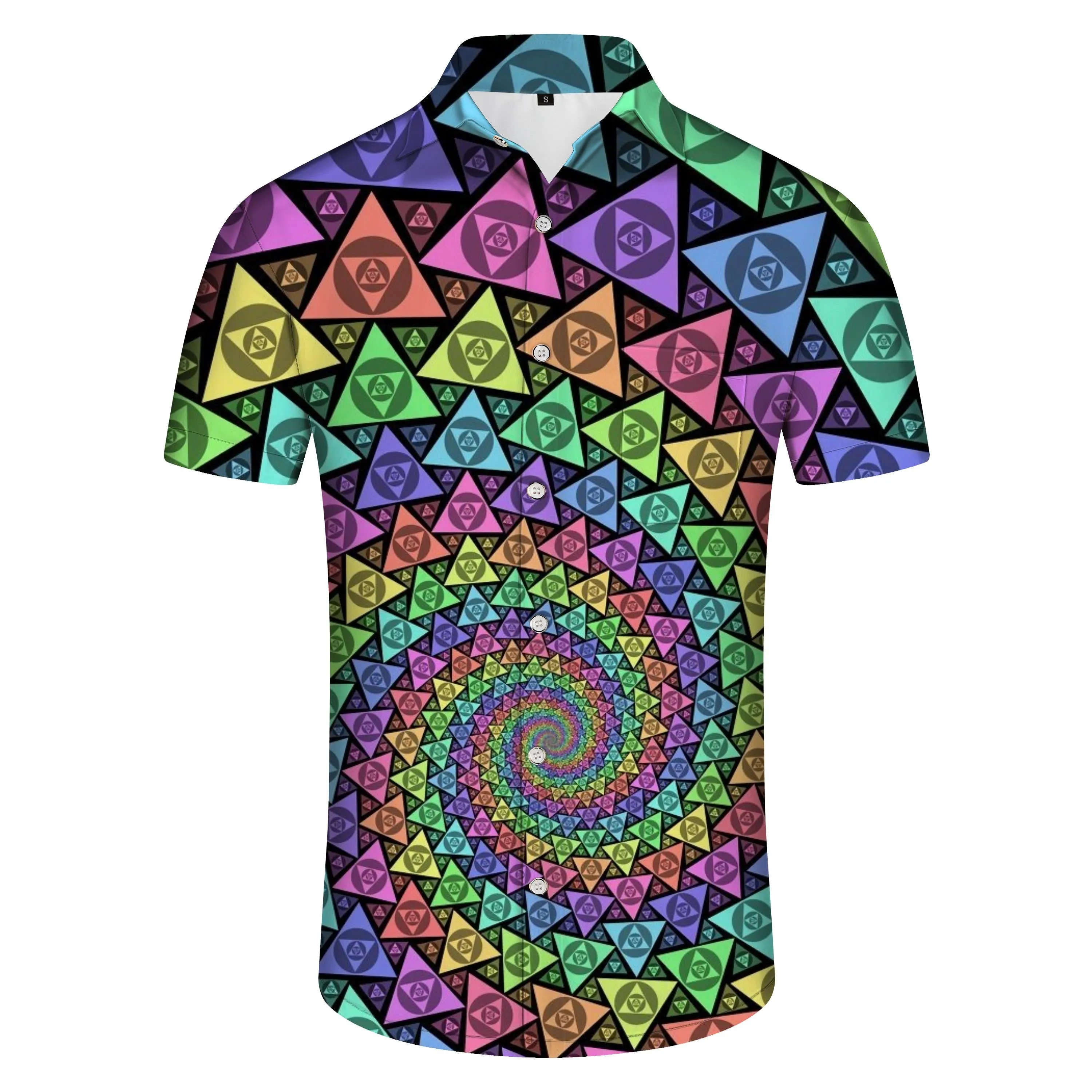 Stained Glass 3d Printed Casual Shirt Short Sleeve Beach Men Hawaiian Button Clothing