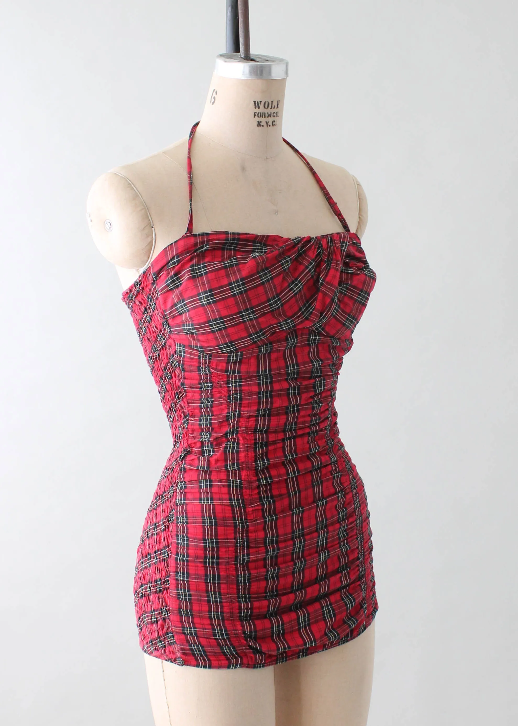 Vintage 1950s Jantzen Red Plaid Pin Up Swimsuit